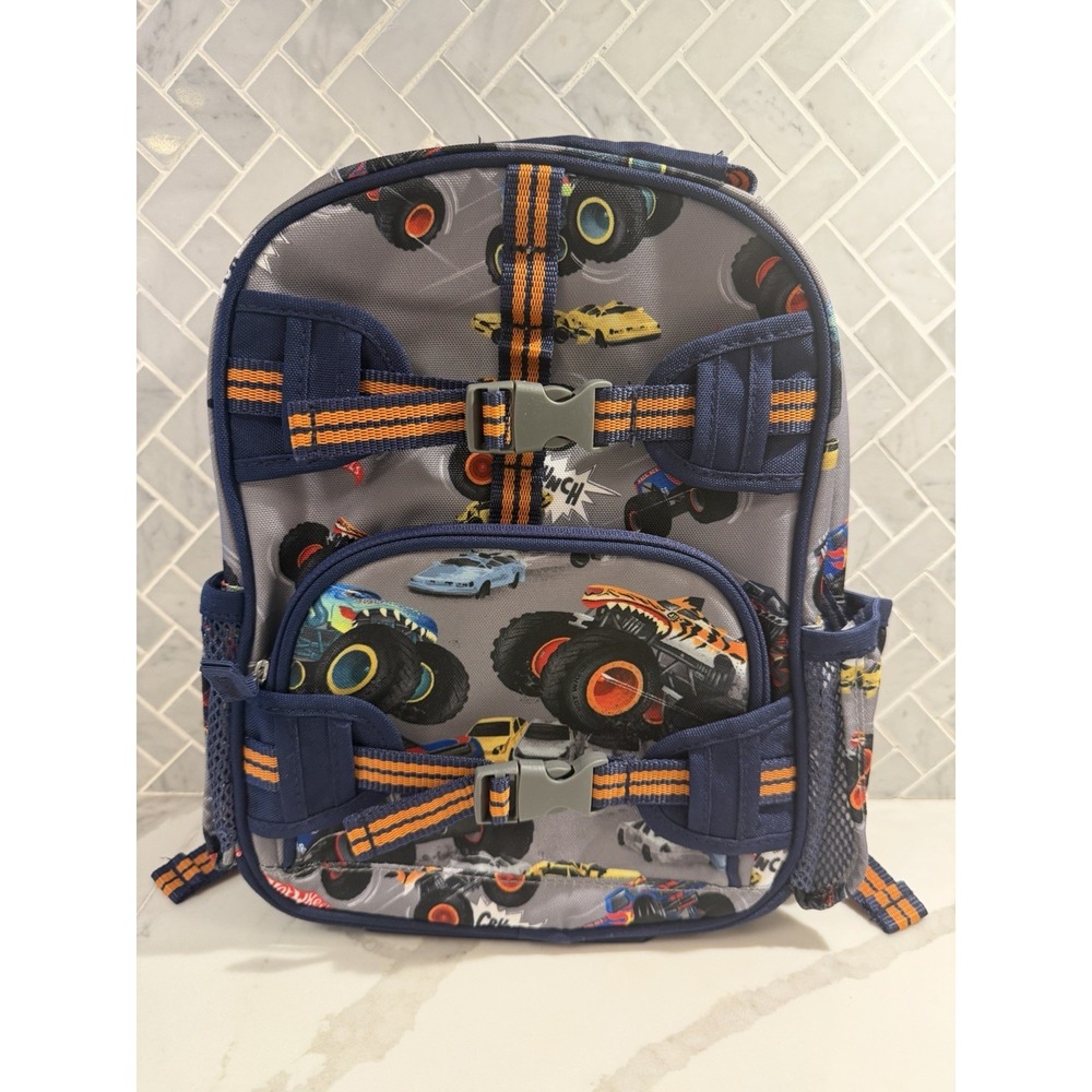 Pottery Barn Mackenzie Hot Wheels Monster Trucks Mini Backpack 10x12.5" 2-3 Y